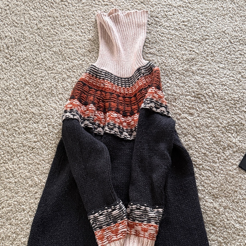 Madewell Black and Pink Striped Turtleneck Dress